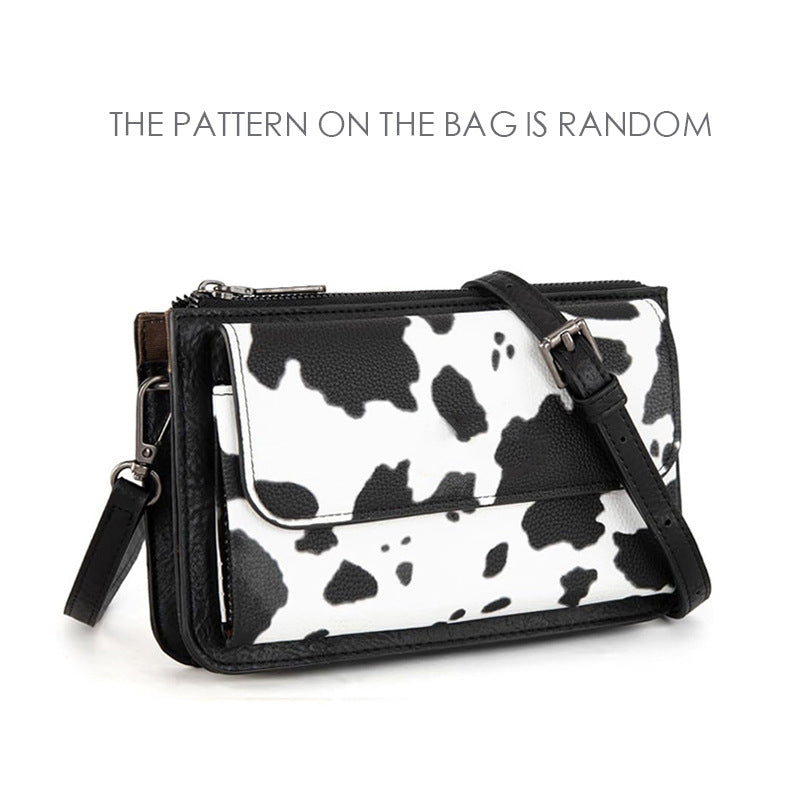 Wholesale Retro solid color cow pattern shoulder bag messenger bag